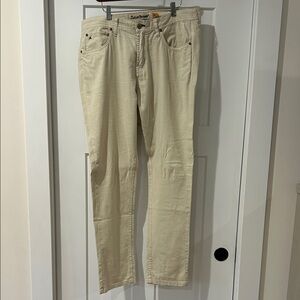 Beige Straight-Leg Jeans